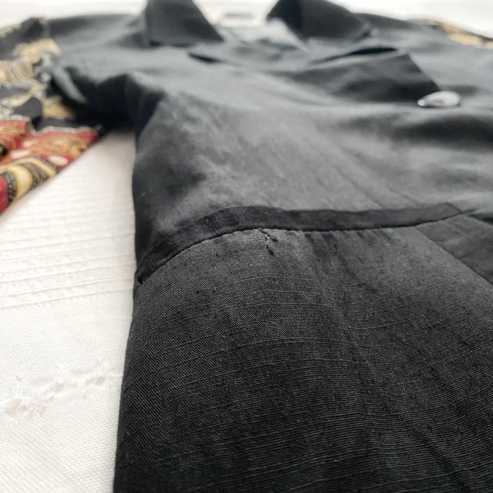 SANDRO VINTAGE BLACK LINEN BLEND SHEER BLAZER - M - Picture 7 of 10